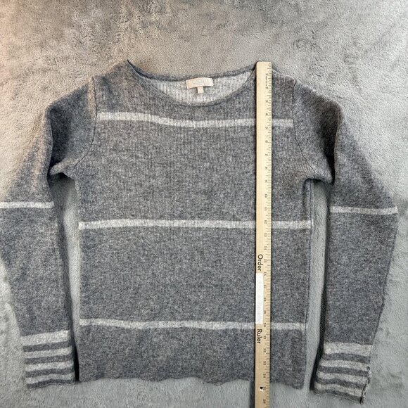 Benedetta Sweater Womens Large Gray Stripe Merino Wool Cashmere Knit Made Italy - Picture 6 of 13